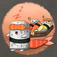 Sushi Sleeping Cotton Canvas Backpack