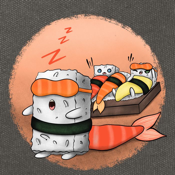 Sushi Sleeping Cotton Canvas Backpack