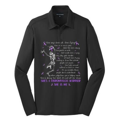 She Say SheS Ok SheS A Fibromyalgia Warrior Skeleton Silk Touch Performance Long Sleeve Polo