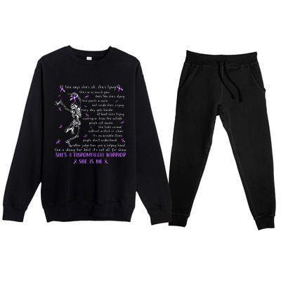 She Say SheS Ok SheS A Fibromyalgia Warrior Skeleton Premium Crewneck Sweatsuit Set