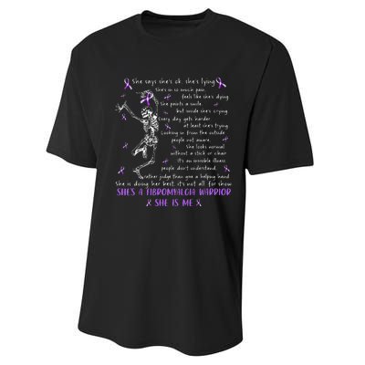 She Say SheS Ok SheS A Fibromyalgia Warrior Skeleton Performance Sprint T-Shirt