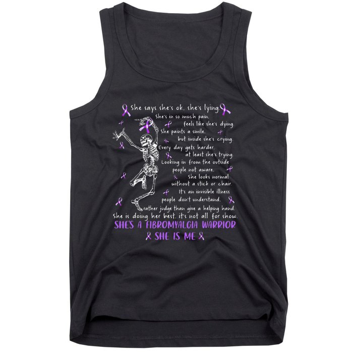 She Say SheS Ok SheS A Fibromyalgia Warrior Skeleton Tank Top