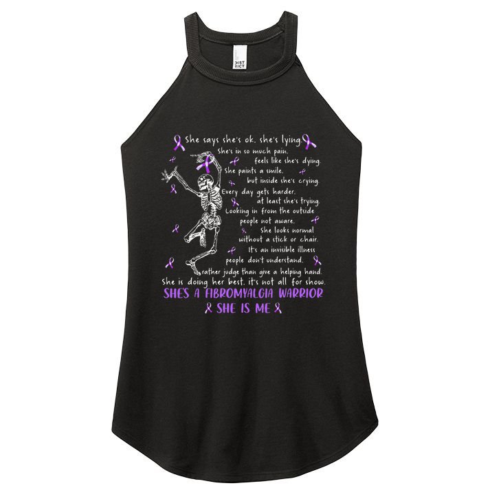 She Say SheS Ok SheS A Fibromyalgia Warrior Skeleton Women's Perfect Tri Rocker Tank