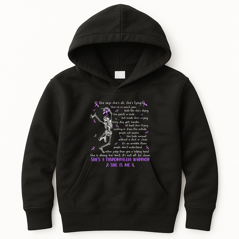 She Say SheS Ok SheS A Fibromyalgia Warrior Skeleton Kids Hoodie