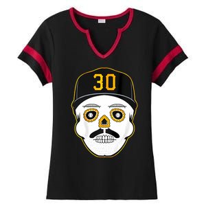 Skenes Sugar Skull Baseball Fan Ladies Halftime Notch Neck Tee