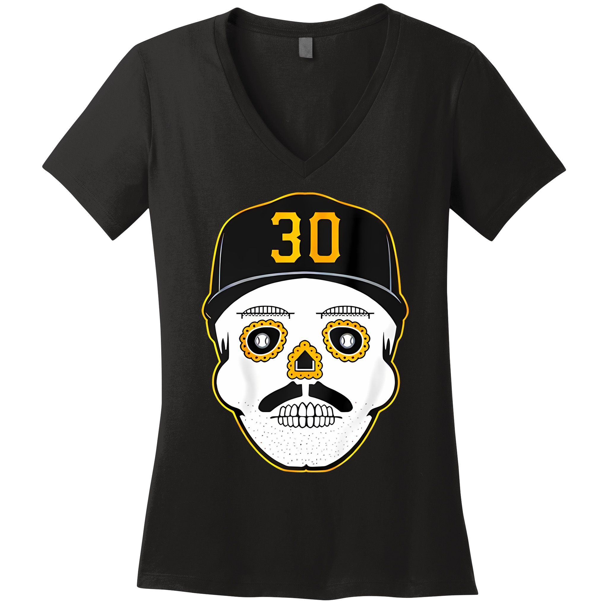 Skenes Sugar Skull Baseball Fan Women's V-Neck T-Shirt