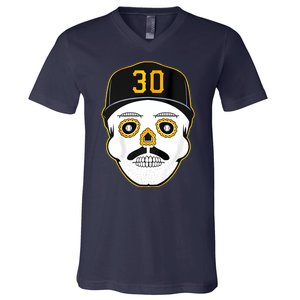 Skenes Sugar Skull Baseball Fan V-Neck T-Shirt