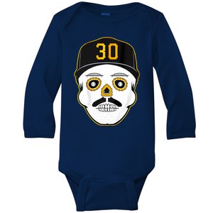 Skenes Sugar Skull Baseball Fan Baby Long Sleeve Bodysuit