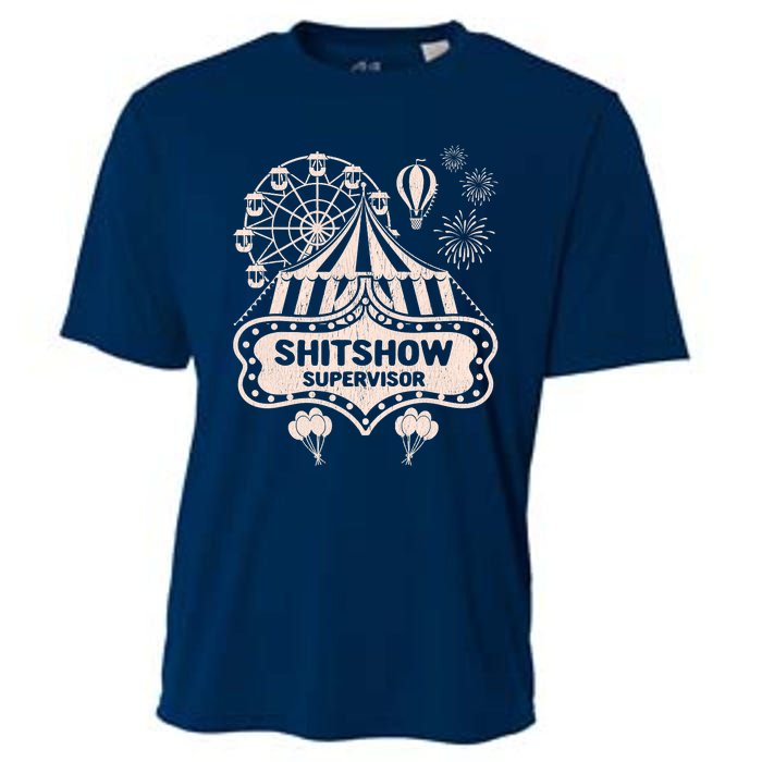 Shit Show Supervisor Funny Boss Manager Teacher & Mom Cooling Performance Crew T-Shirt