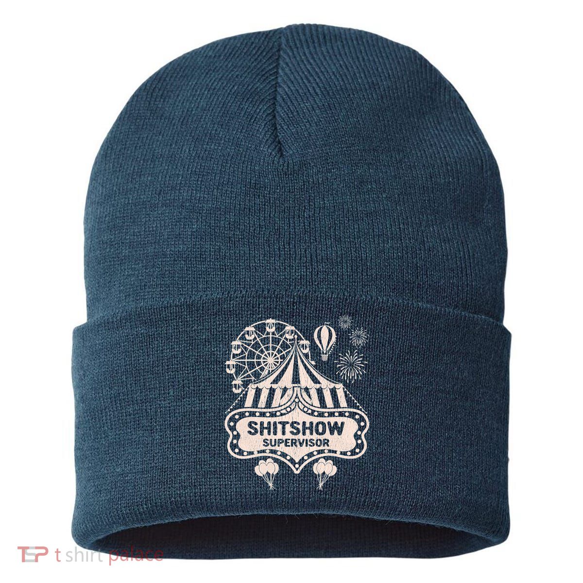 Shit Show Supervisor Funny Boss Manager Teacher & Mom Sustainable Knit Beanie