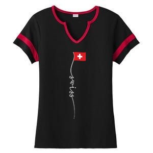 Switzerland Signature Swiss Flag Ladies Halftime Notch Neck Tee