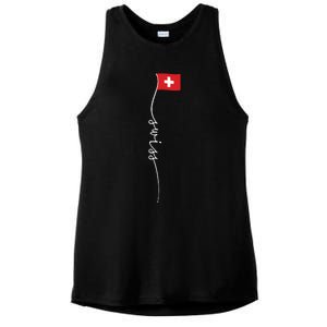 Switzerland Signature Swiss Flag Ladies PosiCharge Tri-Blend Wicking Tank