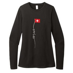 Switzerland Signature Swiss Flag Womens CVC Long Sleeve Shirt