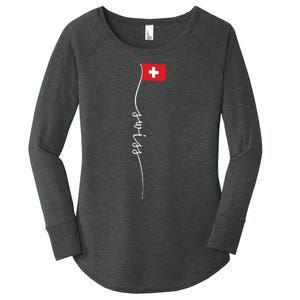 Switzerland Signature Swiss Flag Women's Perfect Tri Tunic Long Sleeve Shirt