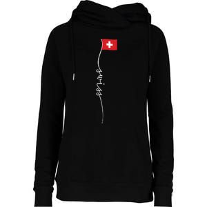 Switzerland Signature Swiss Flag Womens Funnel Neck Pullover Hood