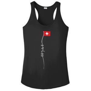 Switzerland Signature Swiss Flag Ladies PosiCharge Competitor Racerback Tank