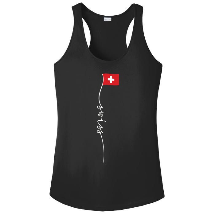 Switzerland Signature Swiss Flag Ladies PosiCharge Competitor Racerback Tank