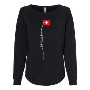 Switzerland Signature Swiss Flag Womens California Wash Sweatshirt