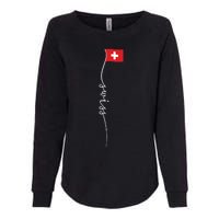 Switzerland Signature Swiss Flag Womens California Wash Sweatshirt