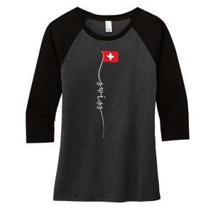 Switzerland Signature Swiss Flag Women's Tri-Blend 3/4-Sleeve Raglan Shirt