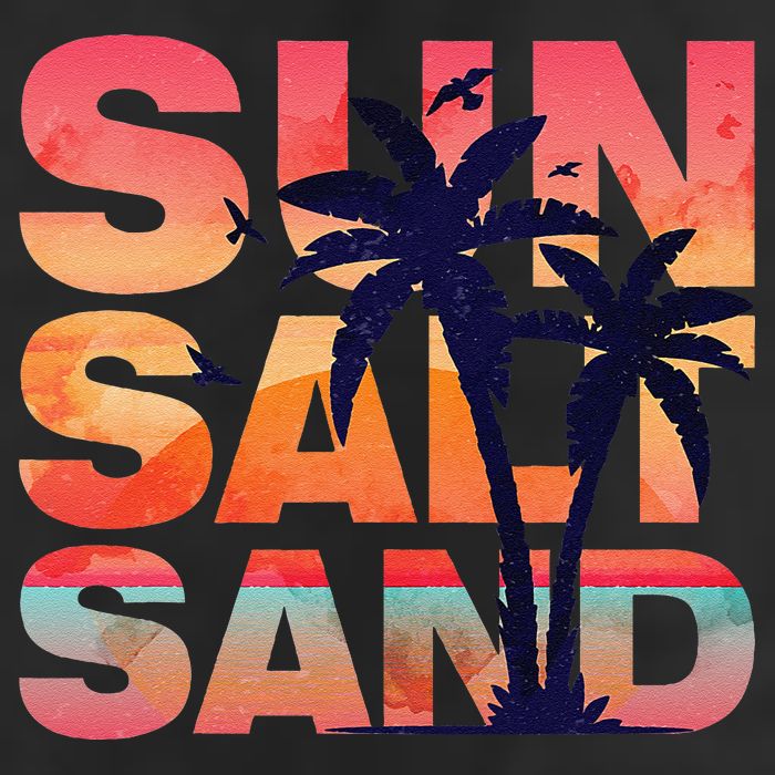 Sun Salt Sand Funny Beach Lover Summer Vacation Palm Tree 7 Panel Mesh Trucker Snapback Hat
