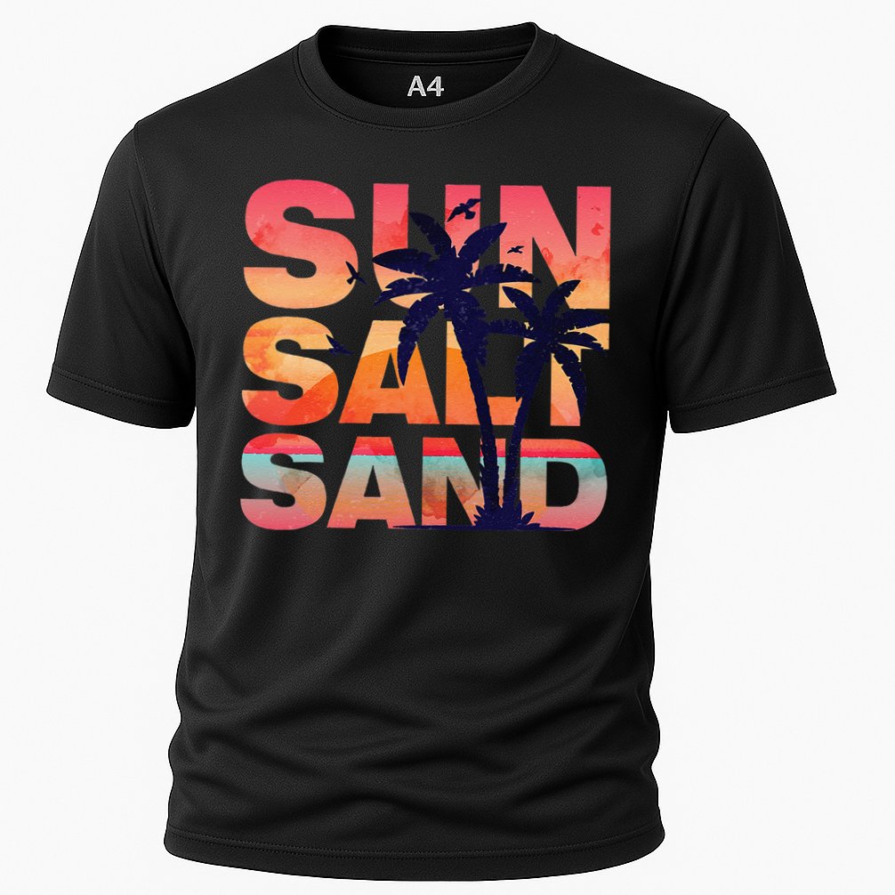 Sun Salt Sand Funny Beach Lover Summer Vacation Palm Tree Performance Shirt