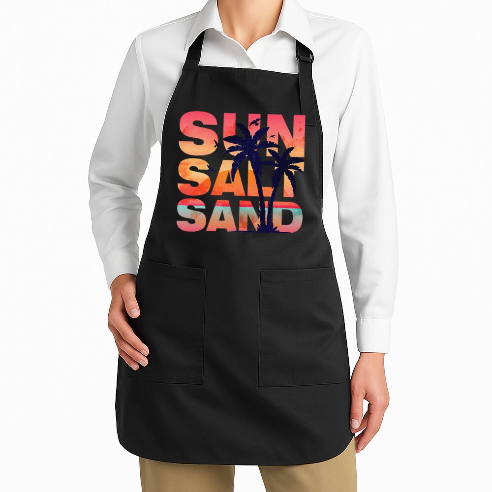 Sun Salt Sand Funny Beach Lover Summer Vacation Palm Tree Apron