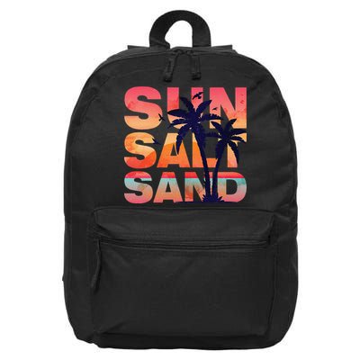 Sun Salt Sand Funny Beach Lover Summer Vacation Palm Tree 16 in Basic Backpack