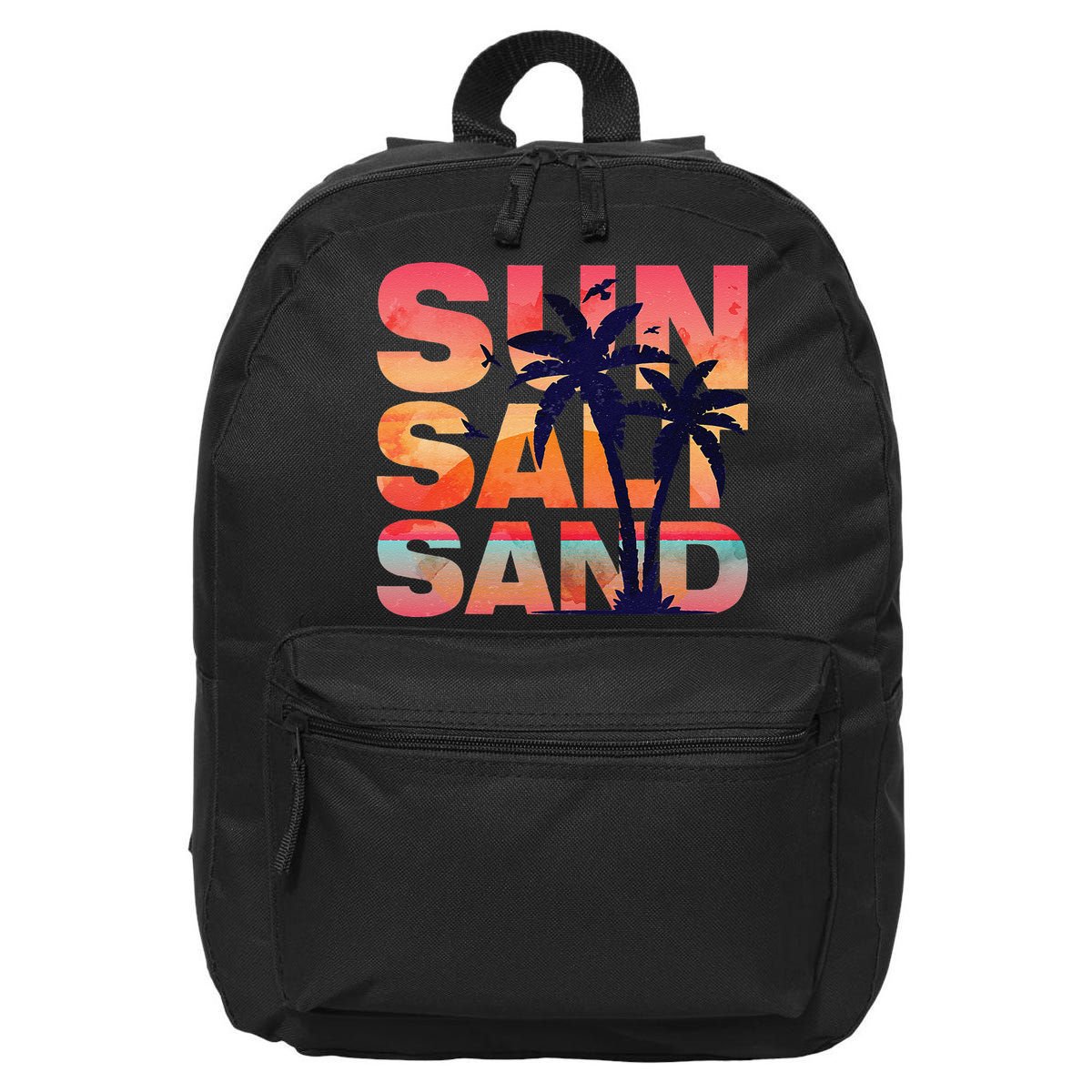 Sun Salt Sand Funny Beach Lover Summer Vacation Palm Tree 16 in Basic Backpack