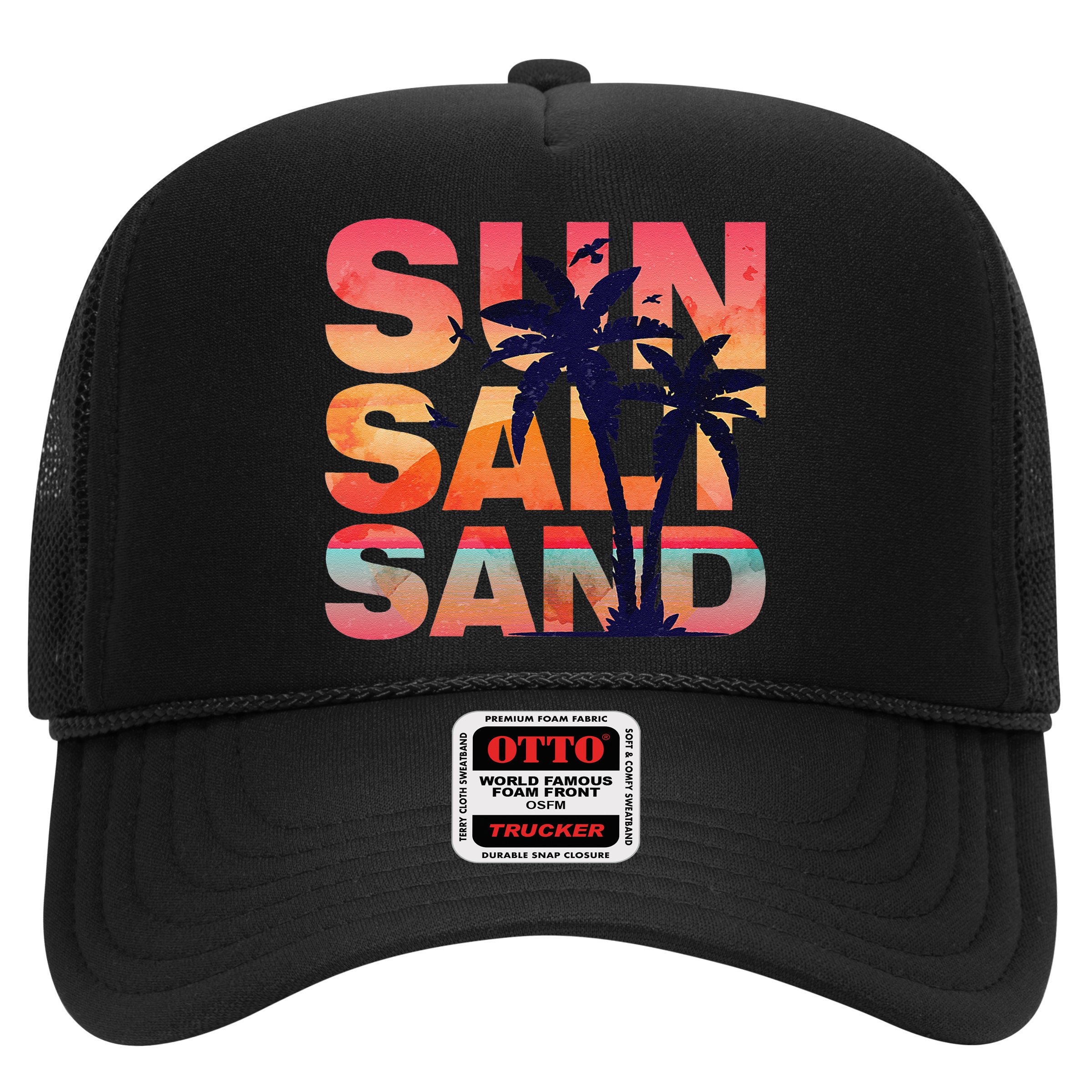 Sun Salt Sand Funny Beach Lover Summer Vacation Palm Tree Hat