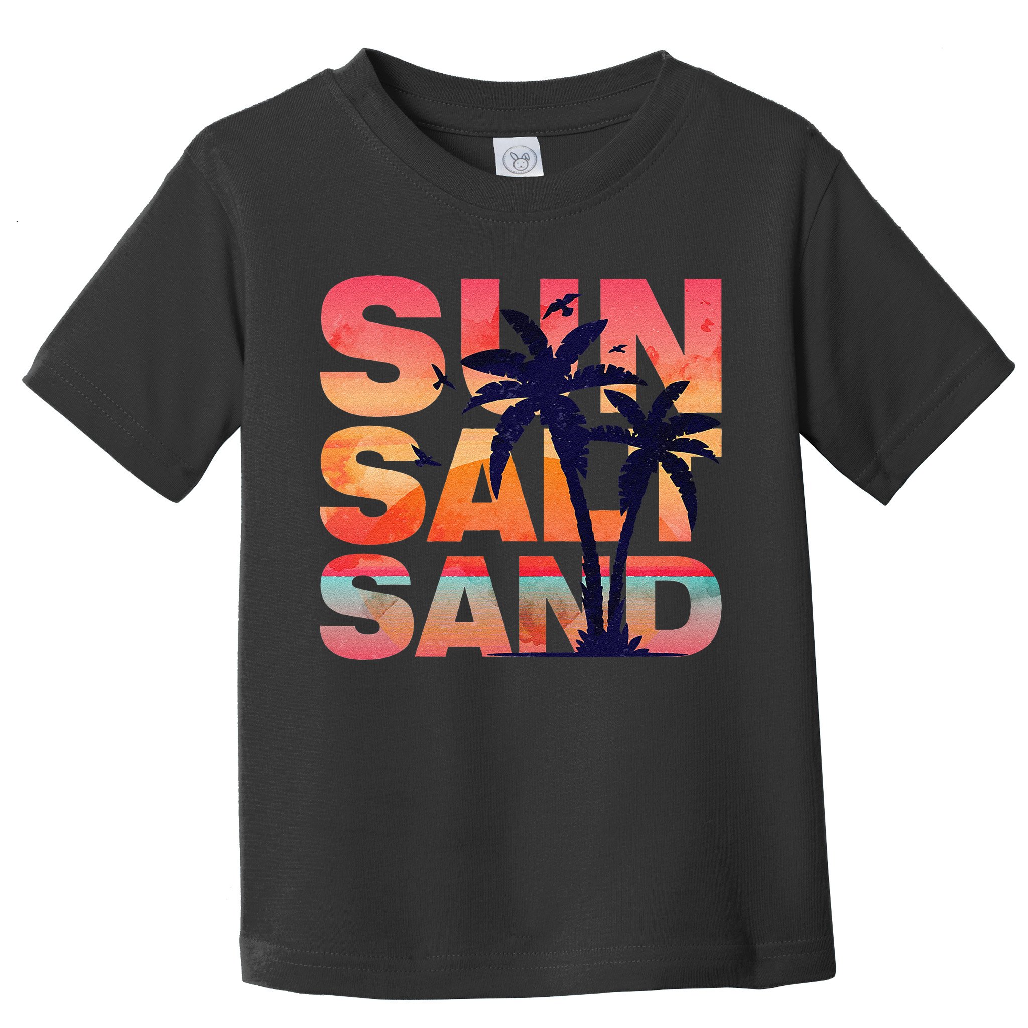 Sun Salt Sand Funny Beach Lover Summer Vacation Palm Tree Toddler T-Shirt