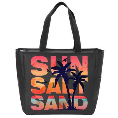 Sun Salt Sand Funny Beach Lover Summer Vacation Palm Tree Zip Tote Bag