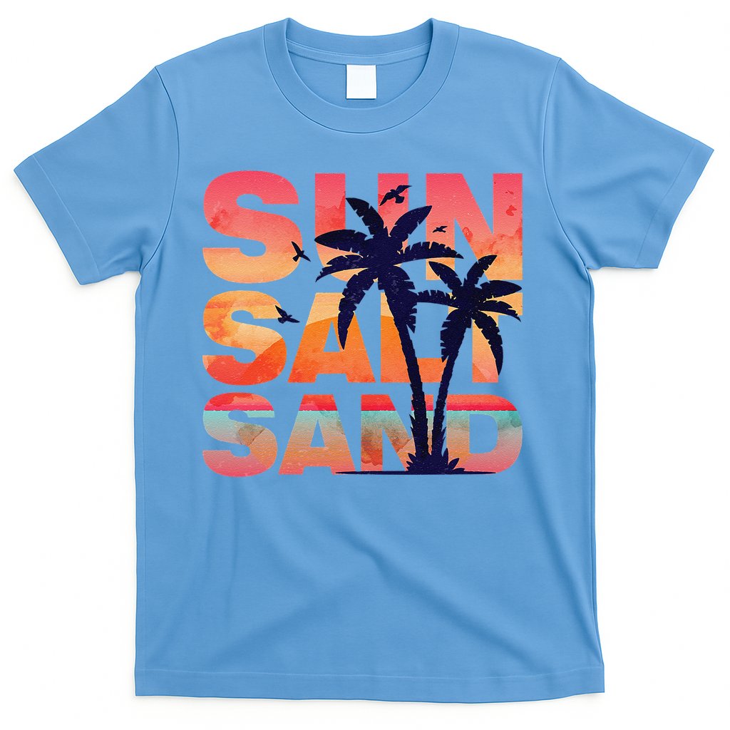 Sun Salt Sand Funny Beach Lover Summer Vacation Palm Tree T-Shirt