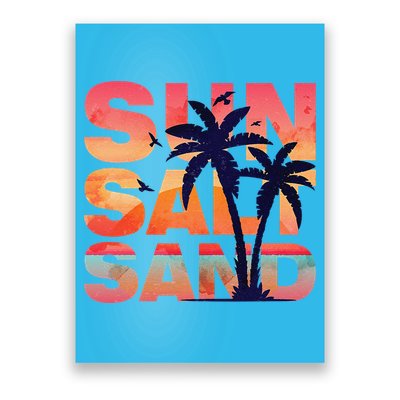 Sun Salt Sand Funny Beach Lover Summer Vacation Palm Tree Poster