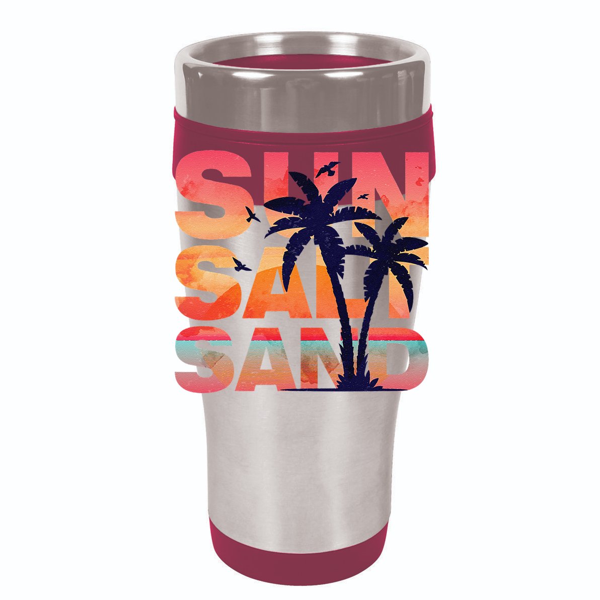 Sun Salt Sand Funny Beach Lover Summer Vacation Palm Tree Womens T-Shirt
