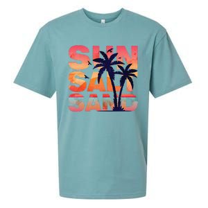 Sun Salt Sand Funny Beach Lover Summer Vacation Palm Tree Sueded Cloud Jersey T-Shirt