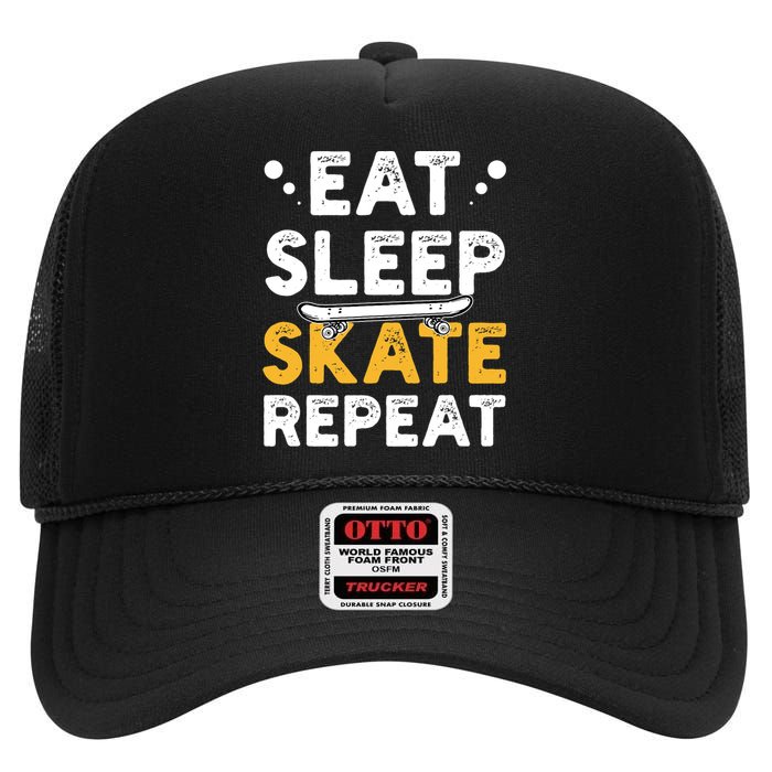 Skateboarding Skateboarder Skateboard Gift High Crown Mesh Back Trucker Hat