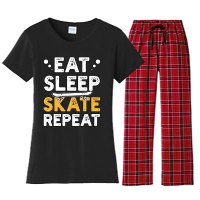 Skateboarding Skateboarder Skateboard Gift Women's Flannel Pajama Set