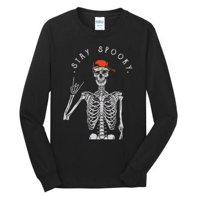 Stay Spooky Skeleton Trick Treat Halloween Skull Hand Tall Long Sleeve T-Shirt