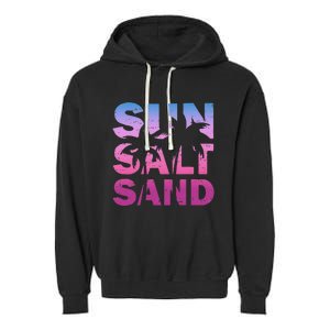 Sun Salt Sand Funny Palm Sun Retro Beach Summer Garment-Dyed Fleece Hoodie