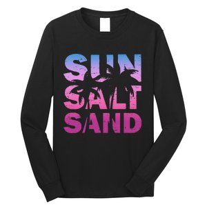 Sun Salt Sand Funny Palm Sun Retro Beach Summer Long Sleeve Shirt