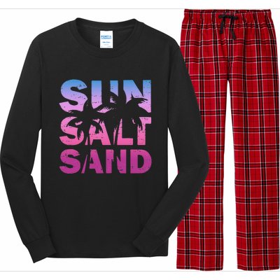 Sun Salt Sand Funny Palm Sun Retro Beach Summer Long Sleeve Pajama Set