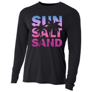 Sun Salt Sand Funny Palm Sun Retro Beach Summer Cooling Performance Long Sleeve Crew