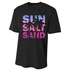 Sun Salt Sand Funny Palm Sun Retro Beach Summer Performance Sprint T-Shirt