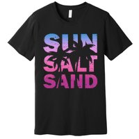 Sun Salt Sand Funny Palm Sun Retro Beach Summer Premium T-Shirt