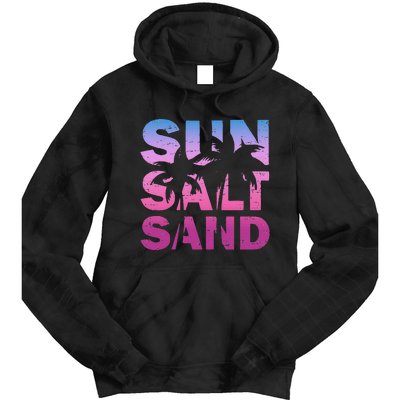 Sun Salt Sand Funny Palm Sun Retro Beach Summer Tie Dye Hoodie