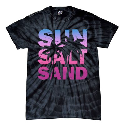 Sun Salt Sand Funny Palm Sun Retro Beach Summer Tie-Dye T-Shirt