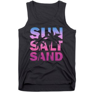 Sun Salt Sand Funny Palm Sun Retro Beach Summer Tank Top