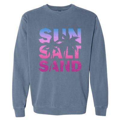 Sun Salt Sand Funny Palm Sun Retro Beach Summer Garment-Dyed Sweatshirt