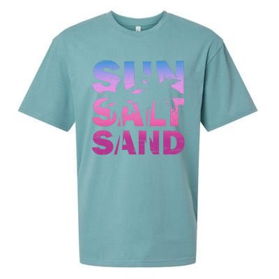 Sun Salt Sand Funny Palm Sun Retro Beach Summer Sueded Cloud Jersey T-Shirt